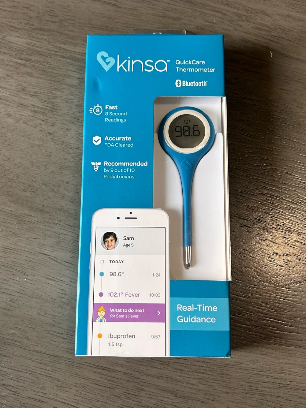 Kinda QuickCare Bluetooth Thermometer - Blue
